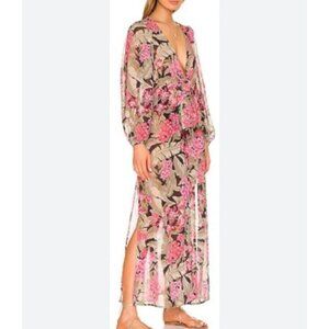 Beach Riot Ryan swim cover dress floral print, pink/black/green , Size S